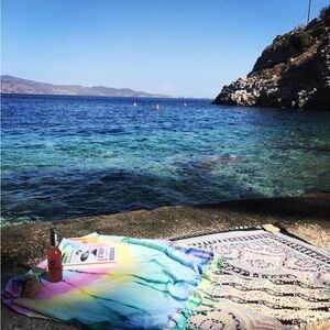 Sand Cloud Beach Towel - Wanderlust Design - Sand Resistant with Pocket!